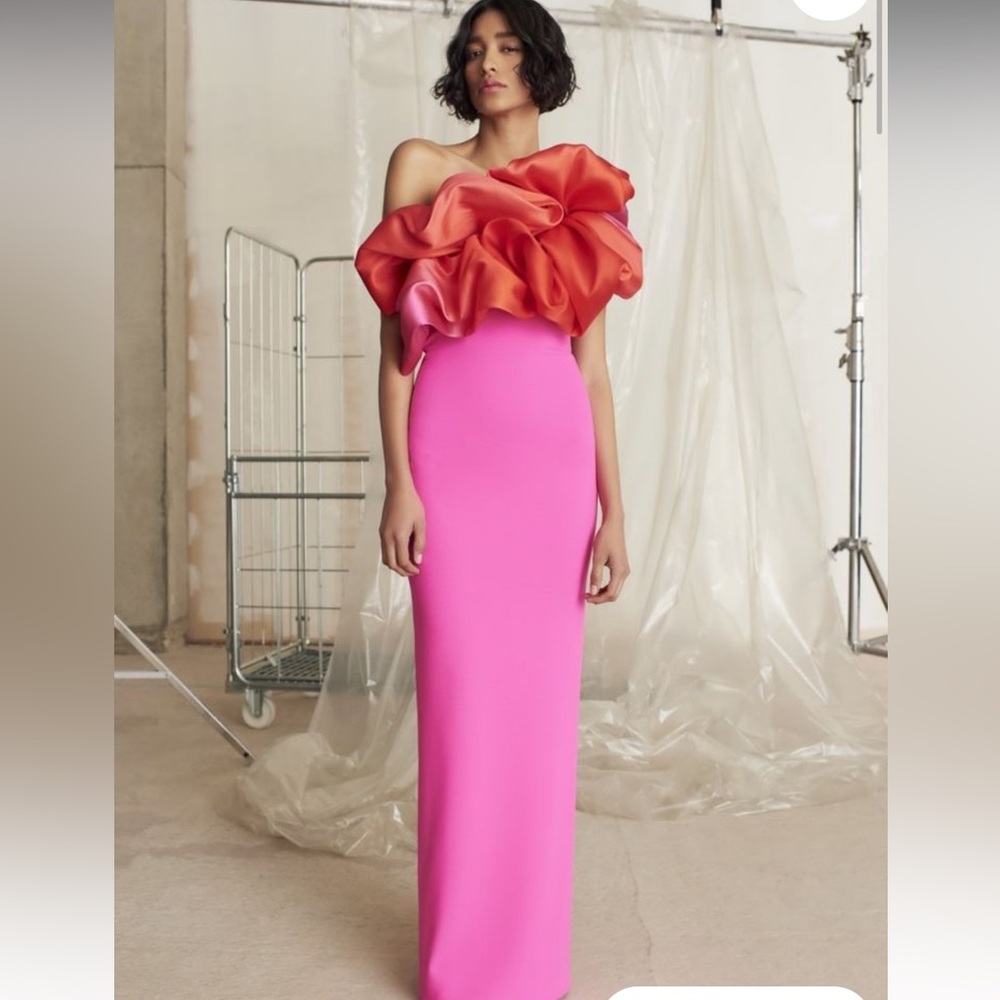 SOLACE LONDON NWT Evening Gown Maxi Dress one shoulder ombre ruffled gown